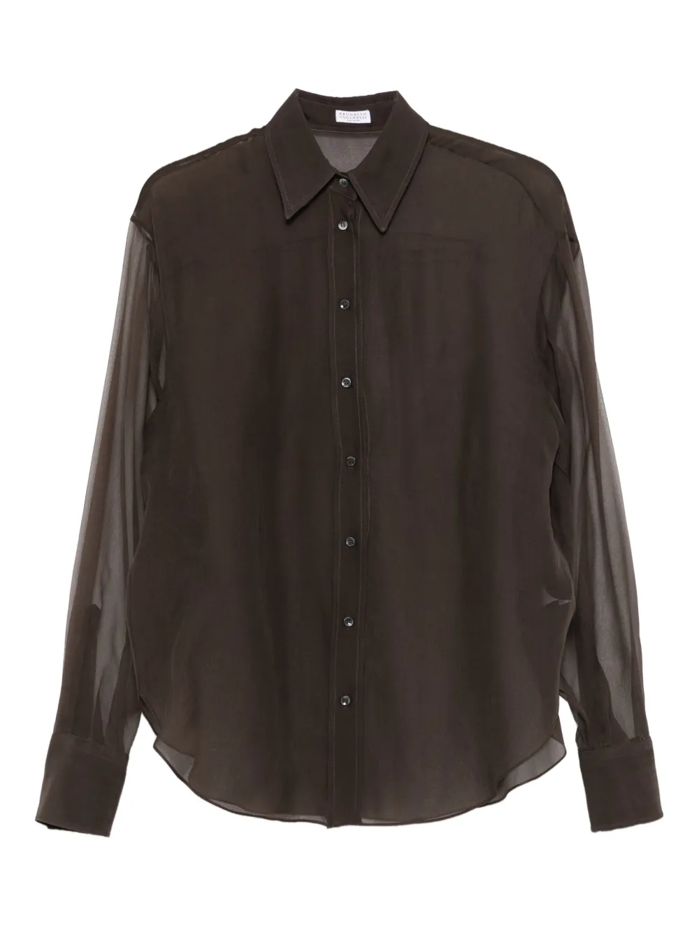 Шелковая рубашка на пуговицах Brunello Cucinelli, коричневый
Шелковая рубашка на пуговицах Brunello Cucinelli, коричневый