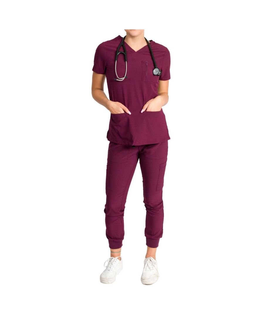 Женский медицинский комплект Fleur Stretch с топом на молнии с нагрудным карманом и джоггерами с трикотажными ребристыми манжетами Medgear, Burgundy
Женский медицинский комплект Fleur Stretch с топом на молнии с нагрудным карманом и джоггерами с трикотажными ребристыми манжетами Medgear, Burgundy