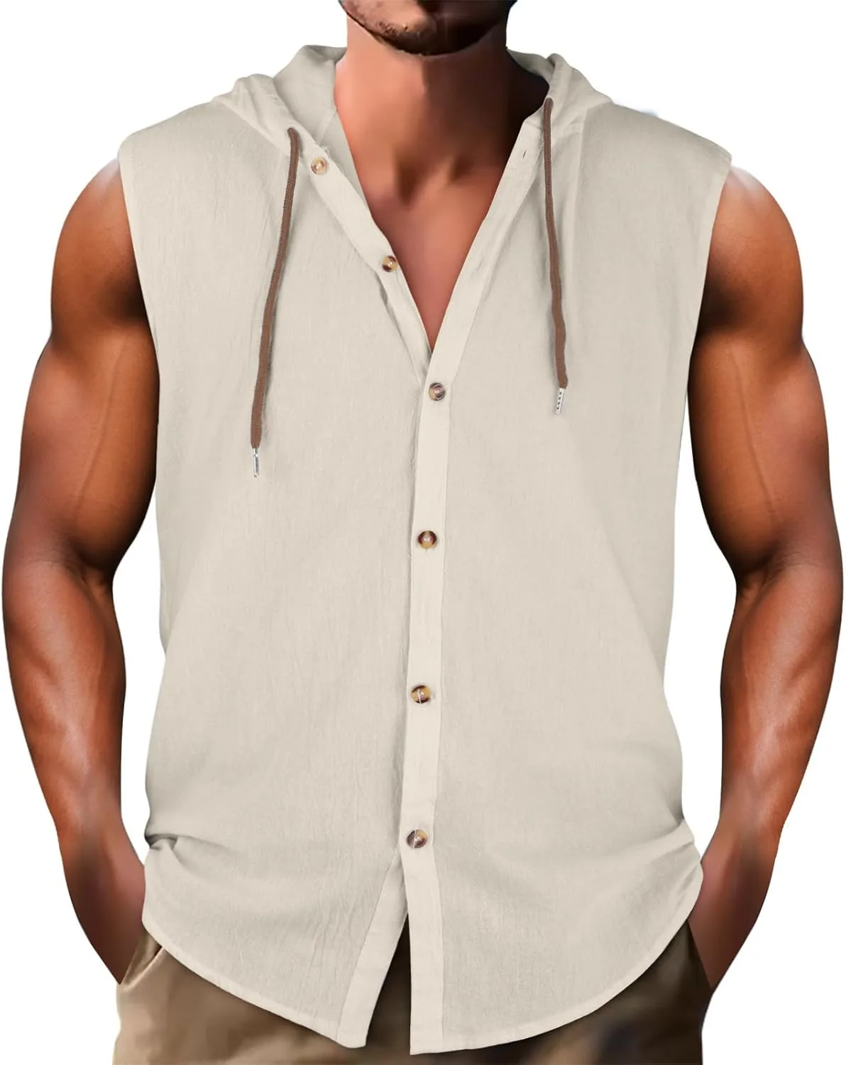 Мужская безрукавка с капюшоном Linen Button Down, летняя, легкая
Мужская безрукавка с капюшоном Linen Button Down, летняя, легкая