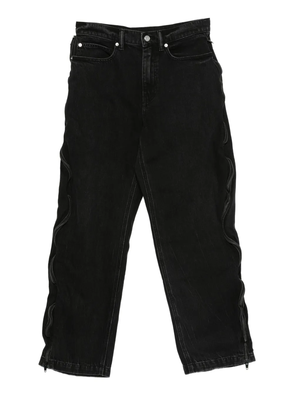 Джинсы с выцветшими деталями на молнии Alexander Wang, черный 
Джинсы с выцветшими деталями на молнии Alexander Wang, черный