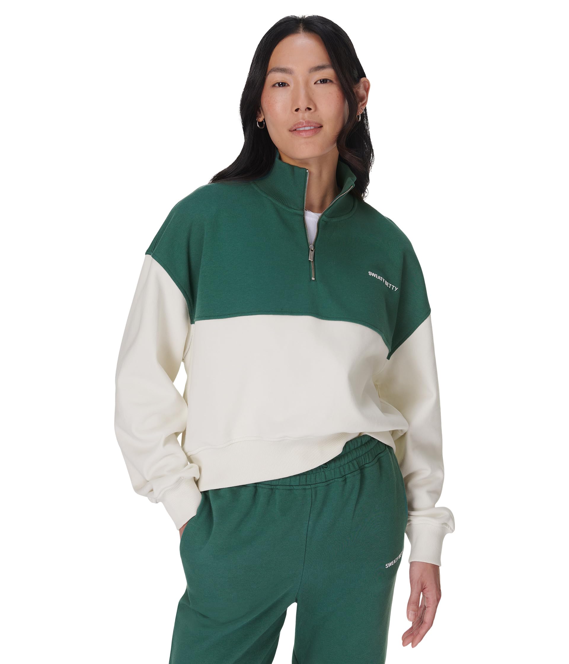 Толстовка Sweaty Betty Revive Crop Half Zip, Glade Green Colour Block 
Толстовка Sweaty Betty Revive Crop Half Zip, Glade Green Colour Block
