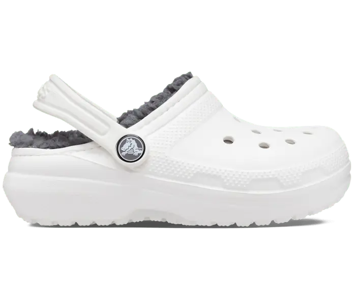 Классические сабо на подкладке Crocs для малышей, цвет White / Grey 
Классические сабо на подкладке Crocs для малышей, цвет White / Grey