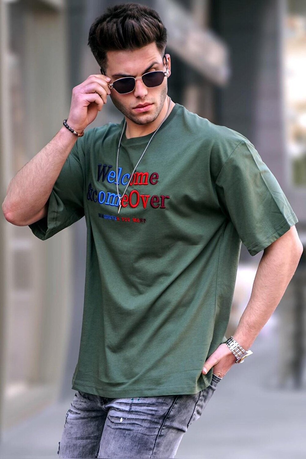 Мужская футболка цвета хаки 4960 MADMEXT 
Мужская футболка цвета хаки 4960 MADMEXT