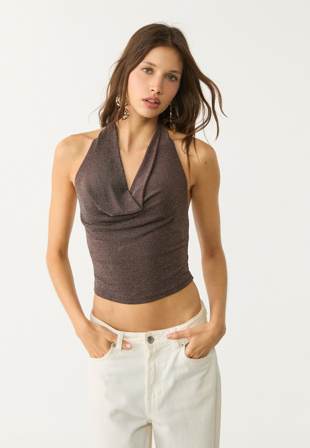 Топ Stradivarius, темно-коричневый
Топ Stradivarius, темно-коричневый