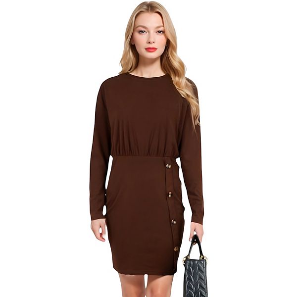 Женское платье-футляр с пуговицами и запахом на боку Anna-Kaci, Brown
Женское платье-футляр с пуговицами и запахом на боку Anna-Kaci, Brown