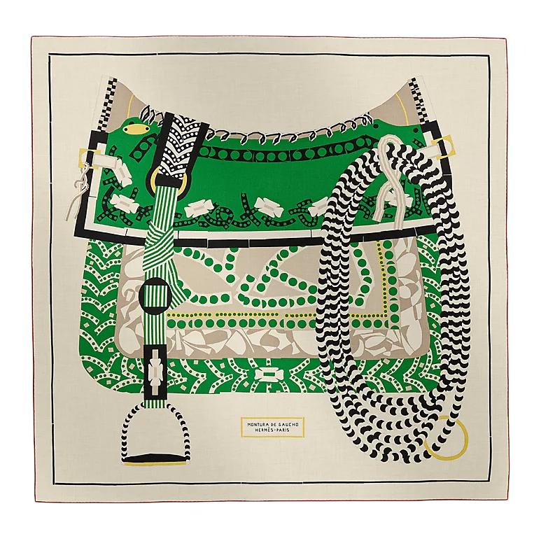 HERMES Шёлковая шаль женская зелёная, Green 
HERMES Шёлковая шаль женская зелёная, Green