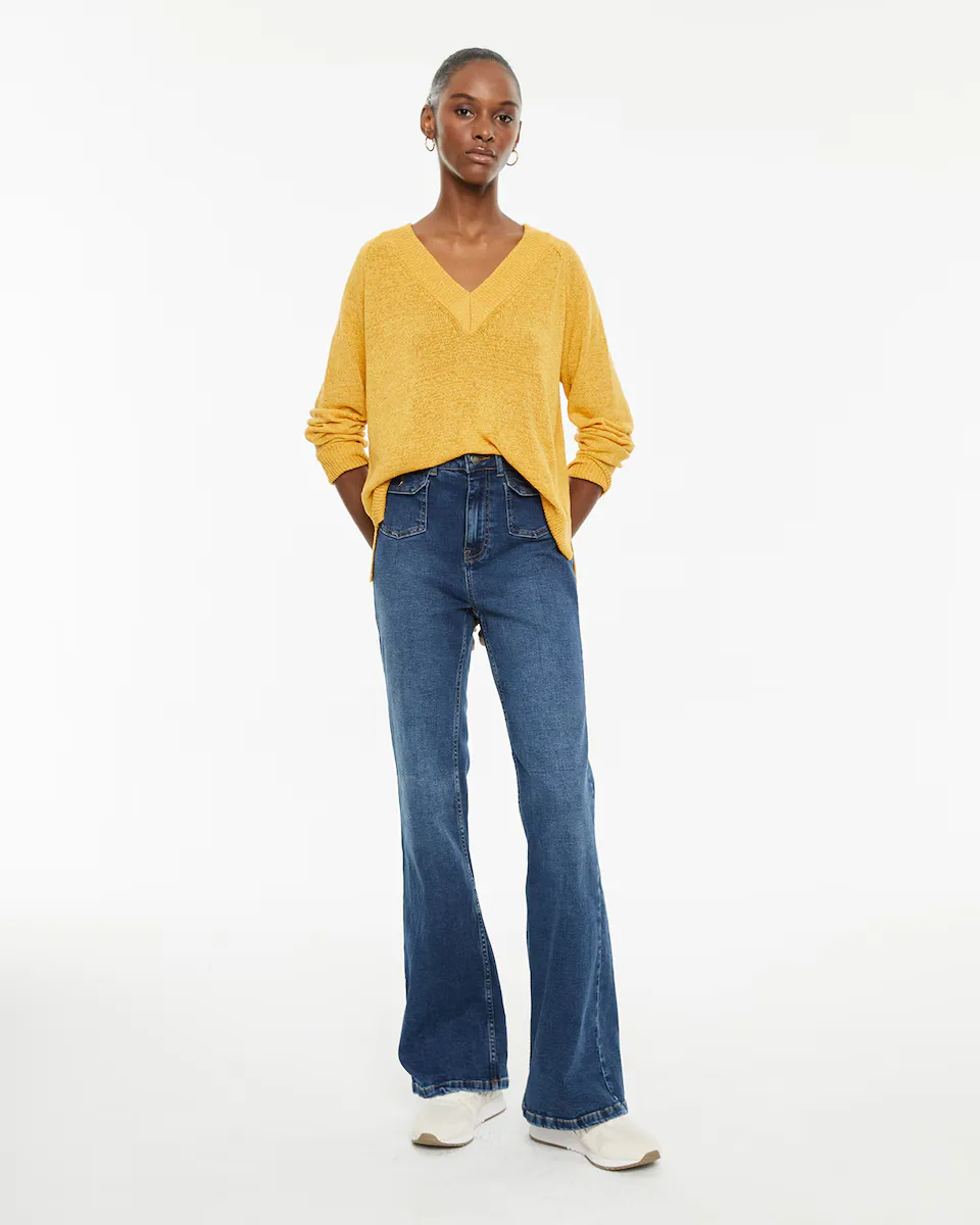 Женские расклешенные джинсы средней посадки с передними карманами System Action, индиго
Женские расклешенные джинсы средней посадки с передними карманами System Action, индиго