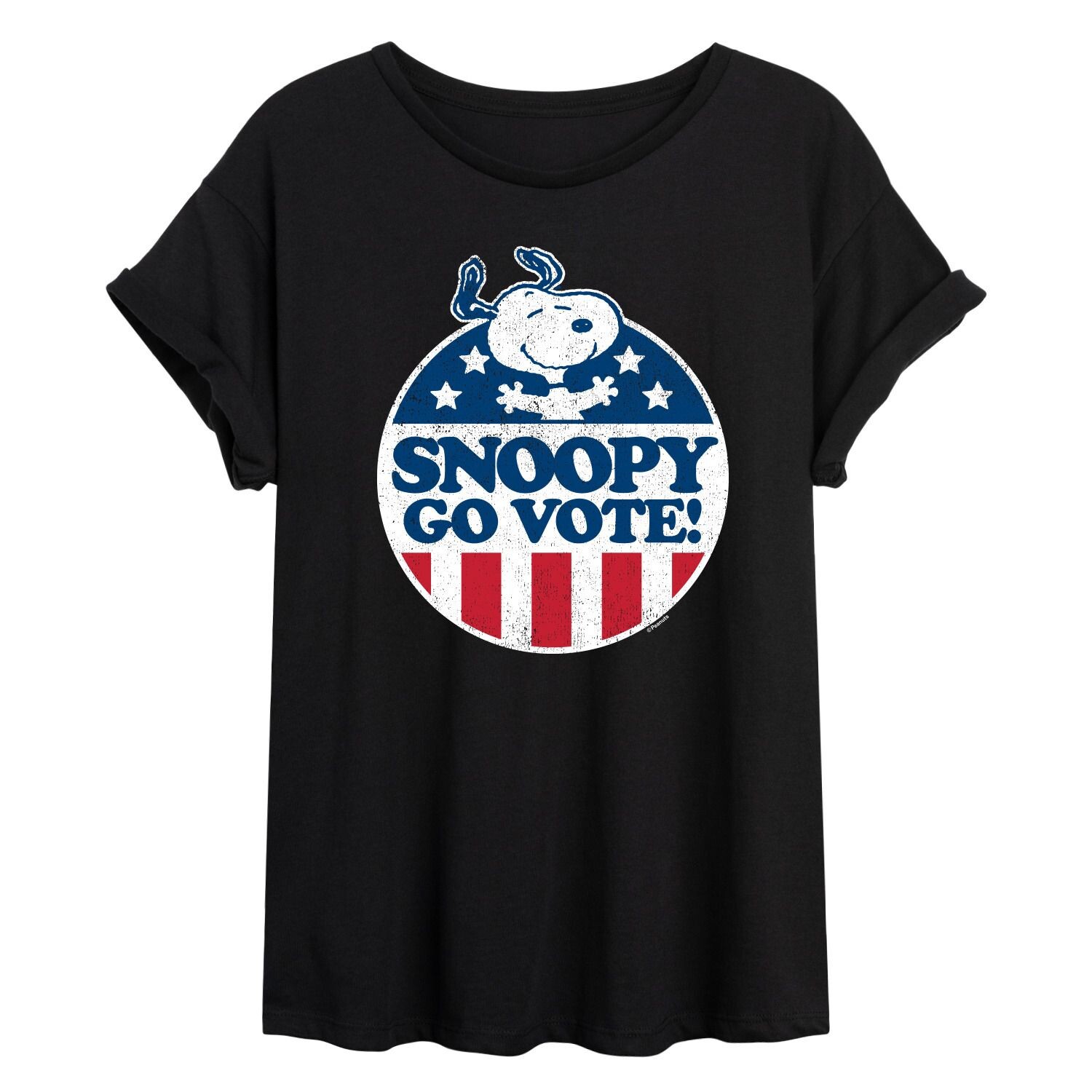 Детская футболка Peanuts Charlie Brown & Snoopy Go Vote с струящимся рисунком Licensed Character, черный 
Детская футболка Peanuts Charlie Brown & Snoopy Go Vote с струящимся рисунком Licensed Character, черный