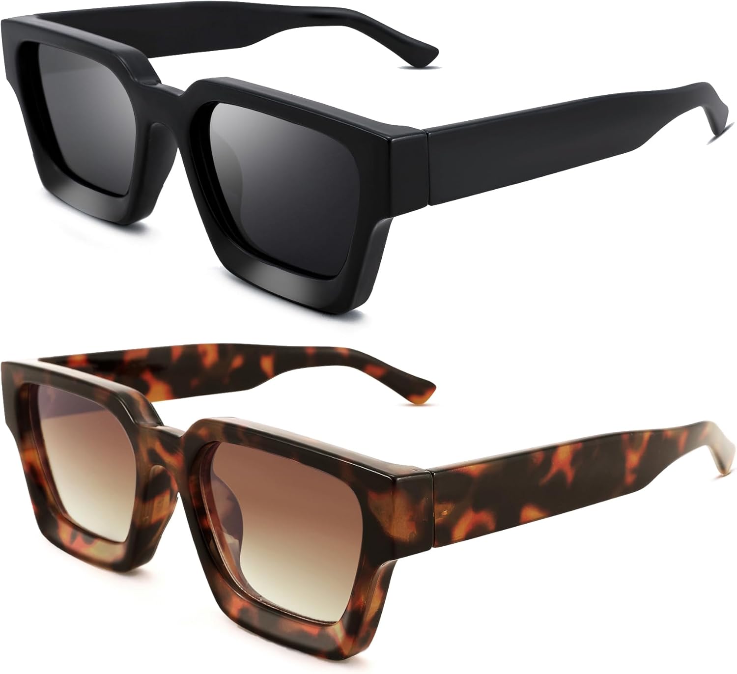 Солнцезащитные очки Hycredi прямоугольной формы для женщин и мужчин, ретро-квадратные массивные очки в стиле 90-х, защита UV400, 2 Pack (Black/Grey + Tortoise/Brown Gradient)
Солнцезащитные очки Hycredi прямоугольной формы для женщин и мужчин, ретро-квадратные массивные очки в стиле 90-х, защита UV400, 2 Pack (Black/Grey + Tortoise/Brown Gradient)