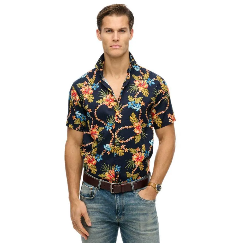 Рубашка с коротким рукавом Superdry Hawaiian Print, синий 
Рубашка с коротким рукавом Superdry Hawaiian Print, синий