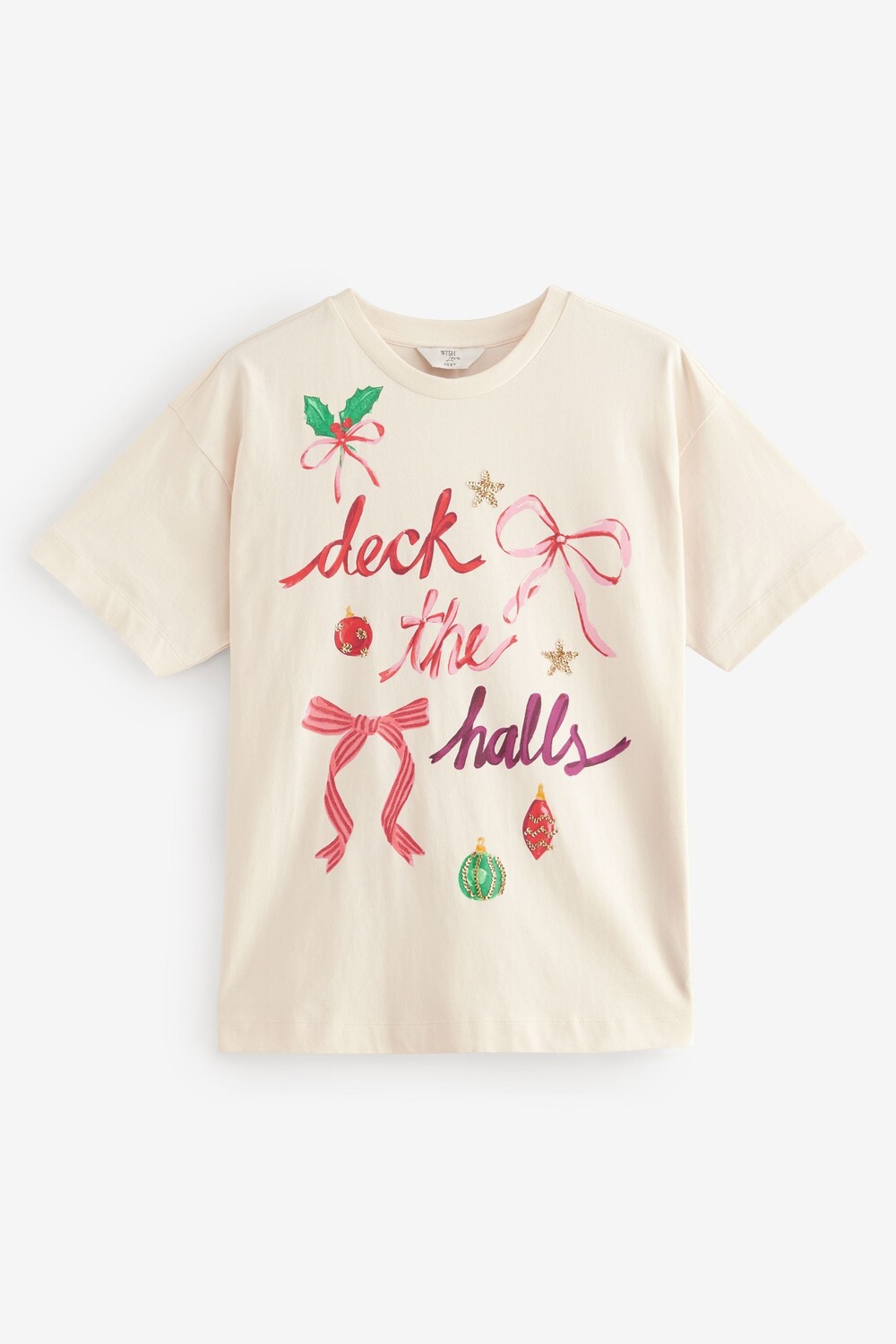 Рождественская футболка с коротким рукавом Next, экрю
Рождественская футболка с коротким рукавом Next, экрю