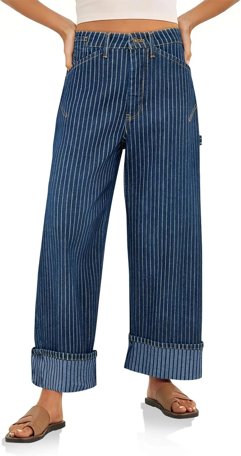 Cicy Bell женские джинсы в полоску с широкими штанинами, высокой посадкой и карманами
Cicy Bell женские джинсы в полоску с широкими штанинами, высокой посадкой и карманами