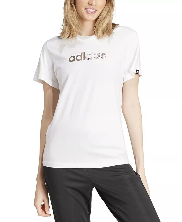 Женская хлопковая футболка с круглым вырезом и праздничным рисунком adidas, белый
Женская хлопковая футболка с круглым вырезом и праздничным рисунком adidas, белый