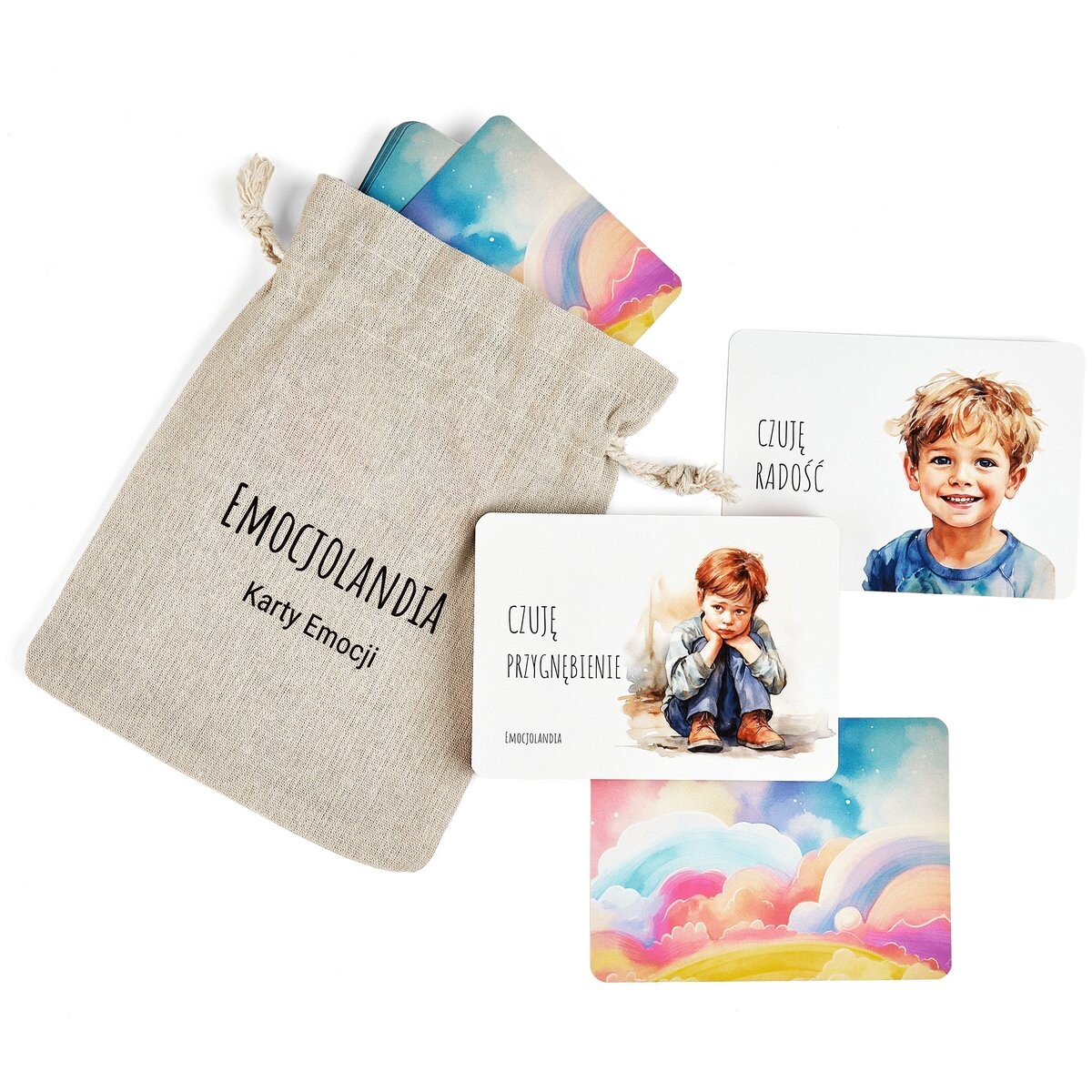 Карты эмоций - 54 карты в льняном мешочке. Emocjolandia
Карты эмоций - 54 карты в льняном мешочке. Emocjolandia