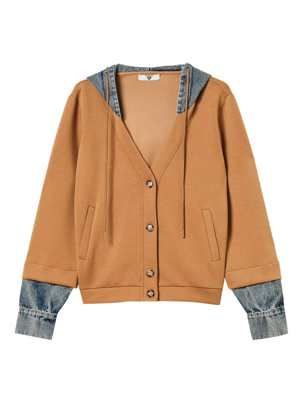 Толстовка с капюшоном и вставками из денима TWINSET, коричневый
Толстовка с капюшоном и вставками из денима TWINSET, коричневый