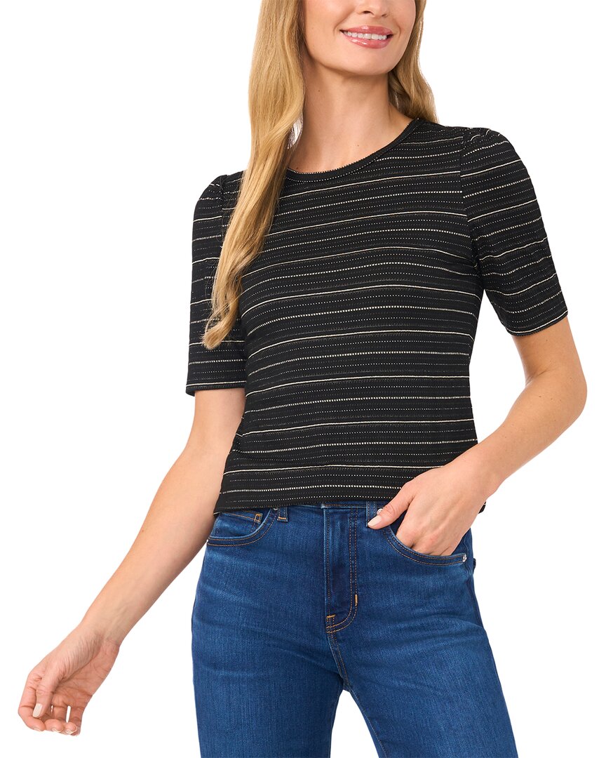 Топ CeCe с круглым вырезом и рукавами до локтя, черный
Топ CeCe с круглым вырезом и рукавами до локтя, черный