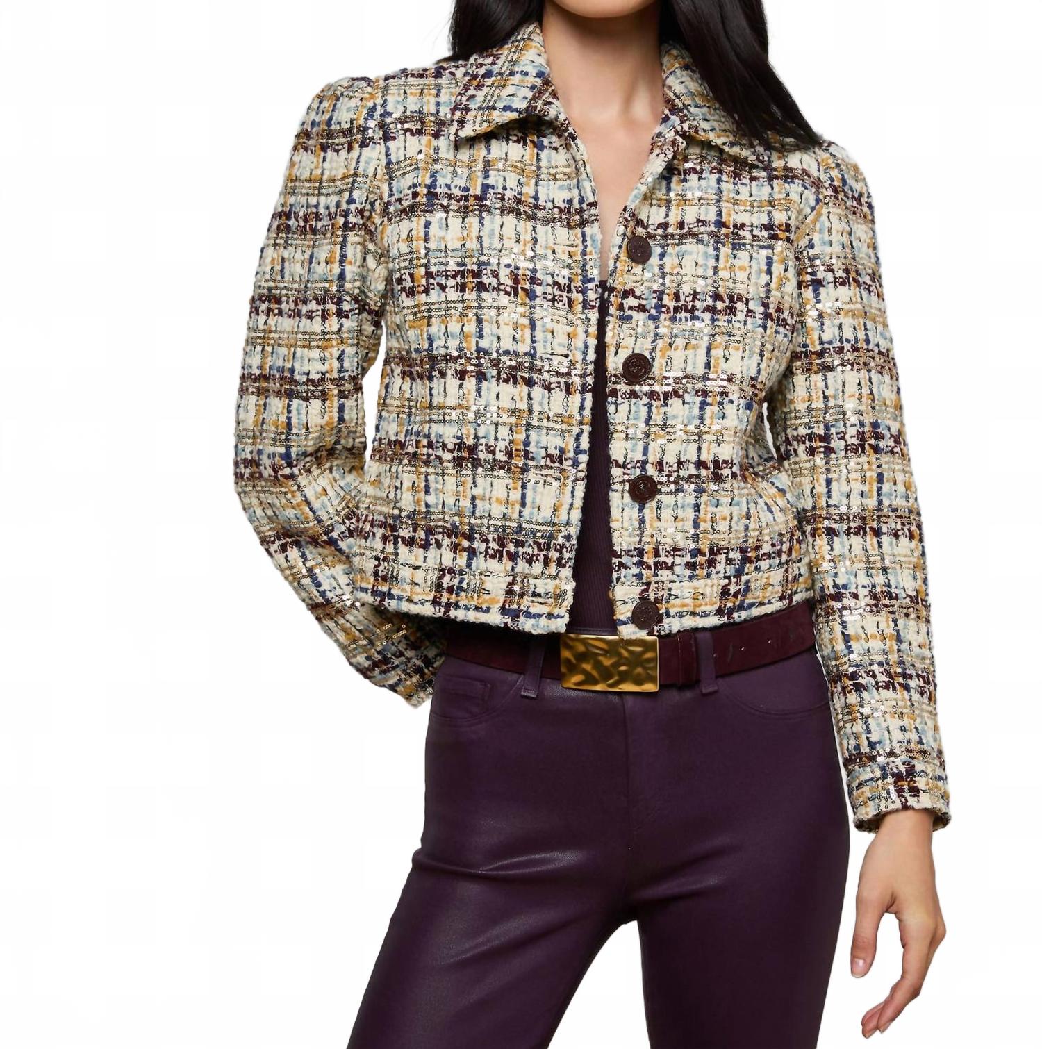 L'Agence Твидовый жакет Kasey с пайетками, выполненный в разноцветном исполнении с золотыми пайетками
L'Agence Твидовый жакет Kasey с пайетками, выполненный в разноцветном исполнении с золотыми пайетками