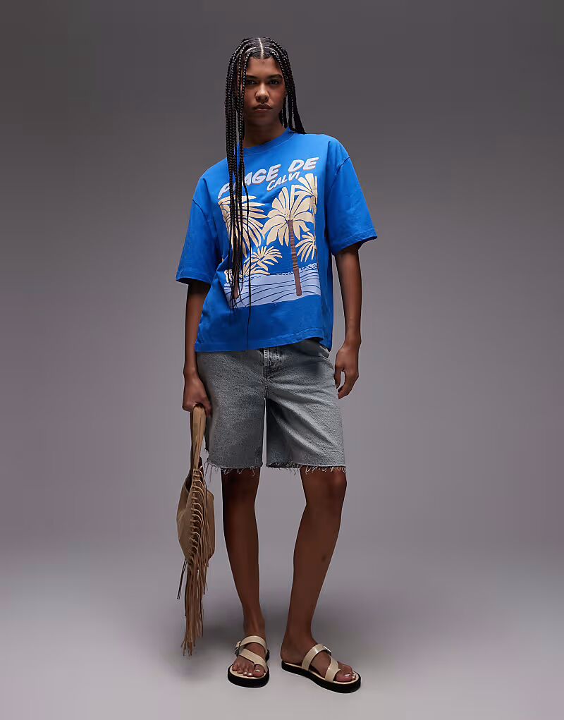 Футболка оверсайз с принтом Plage de Calvi от Topshop в кобальтово-синем цвете
Футболка оверсайз с принтом Plage de Calvi от Topshop в кобальтово-синем цвете