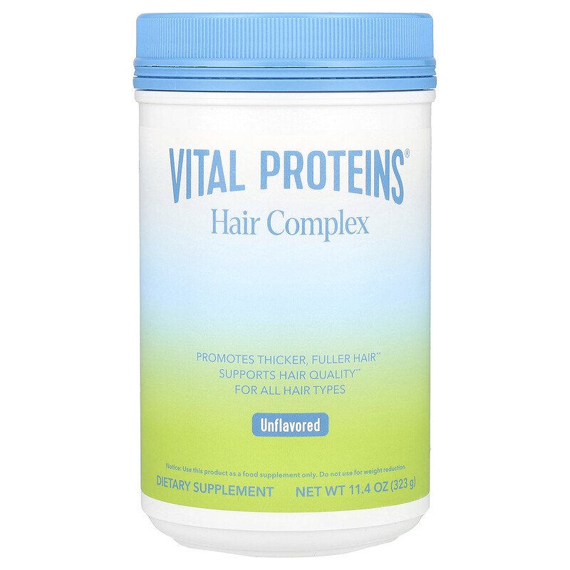 Vital Proteins, Комплекс для волос, без добавок, 323 г (11,4 унции)
Vital Proteins, Комплекс для волос, без добавок, 323 г (11,4 унции)