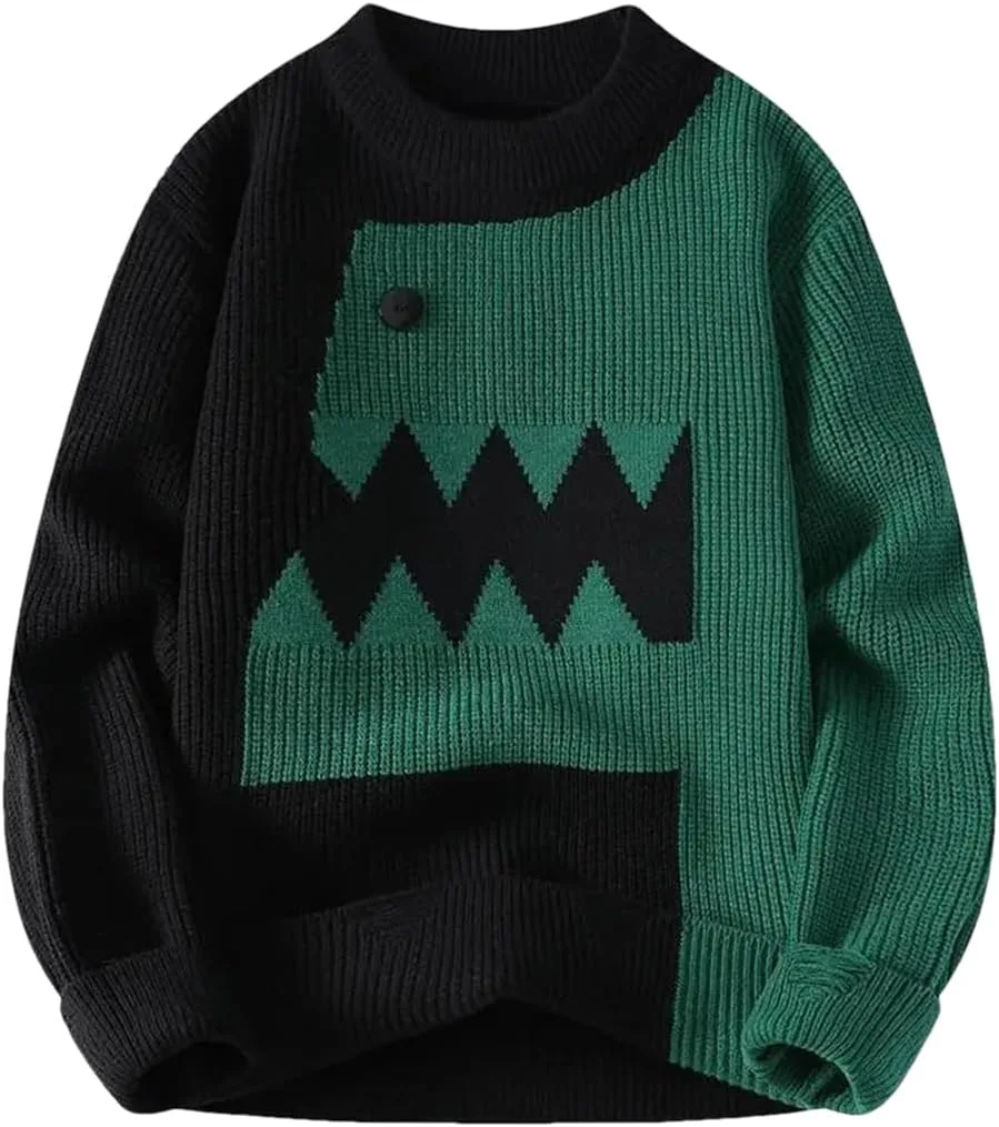 Мужской свитер с контрастным цветом, вязаный, теплый, свободный
Мужской свитер с контрастным цветом, вязаный, теплый, свободный