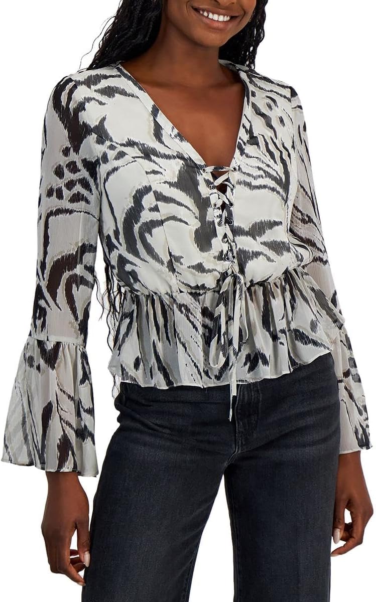 GUESS Женский топ с длинными рукавами Demi, Zebra Skin Print
GUESS Женский топ с длинными рукавами Demi, Zebra Skin Print