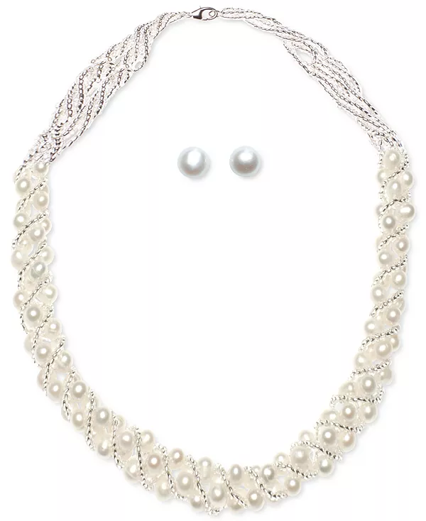 Ожерелье (4 мм) и серьги-гвоздики (6 мм) из искусственного пресноводного жемчуга в оправе из стерлингового серебра Macy'S, white
Ожерелье (4 мм) и серьги-гвоздики (6 мм) из искусственного пресноводного жемчуга в оправе из стерлингового серебра Macy'S, white