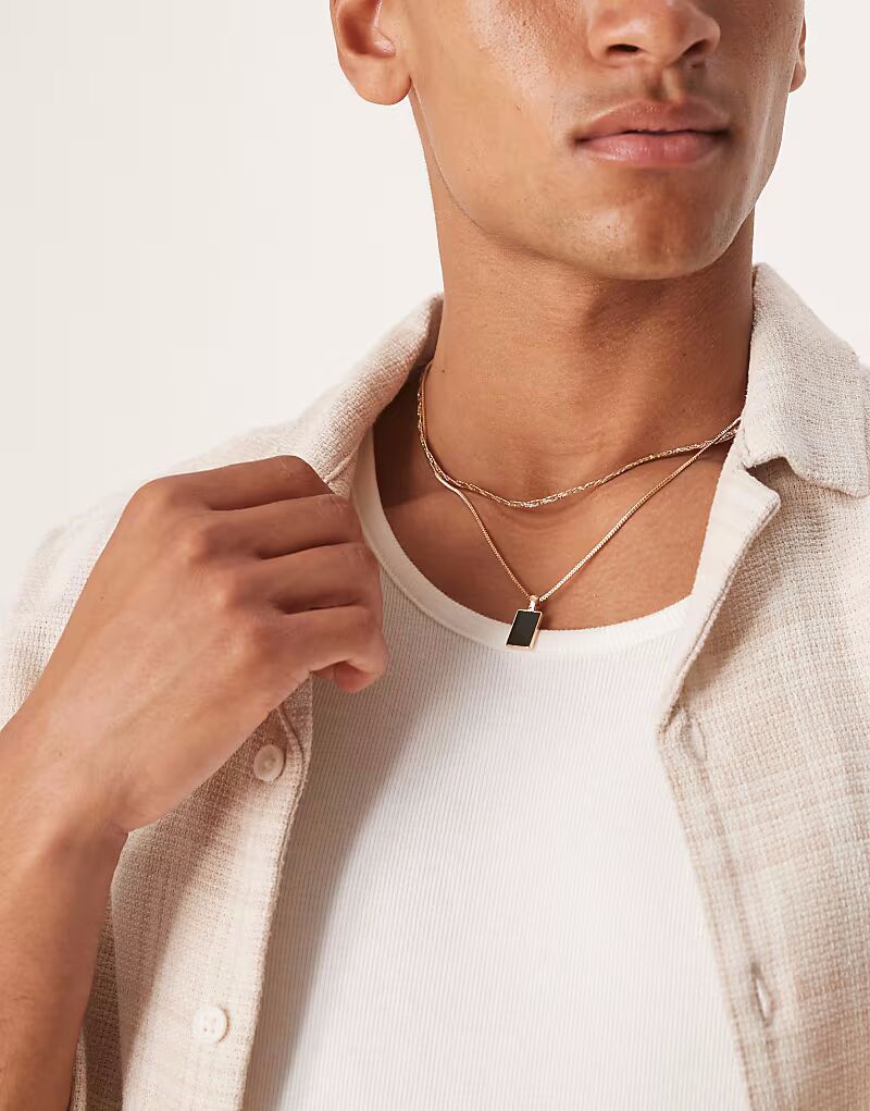 Комплект из 2 ожерелий с подвеской из черного эмалевого золота Asos Design
Комплект из 2 ожерелий с подвеской из черного эмалевого золота Asos Design