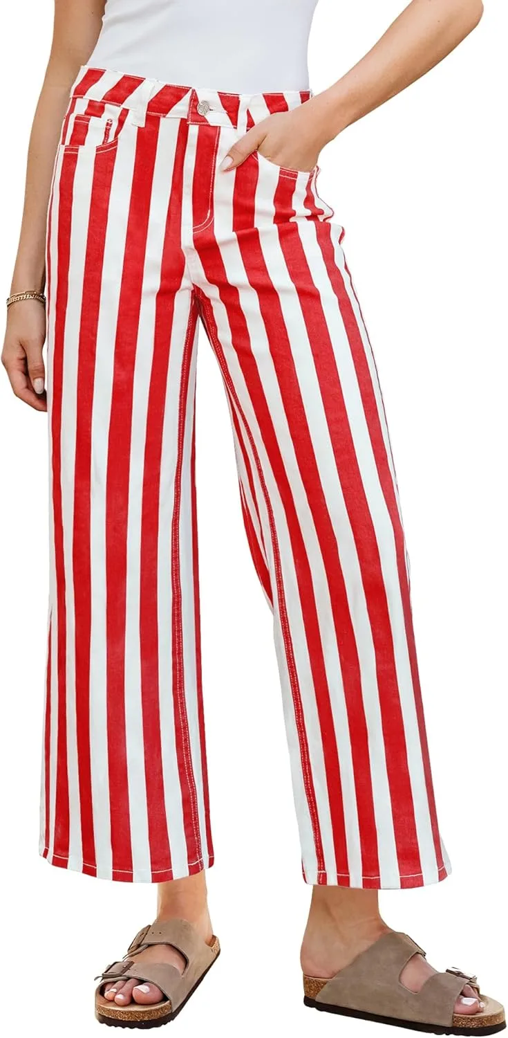 GRAPENT Женские джинсы в полоску Wide Leg High Waisted Stretchy
GRAPENT Женские джинсы в полоску Wide Leg High Waisted Stretchy