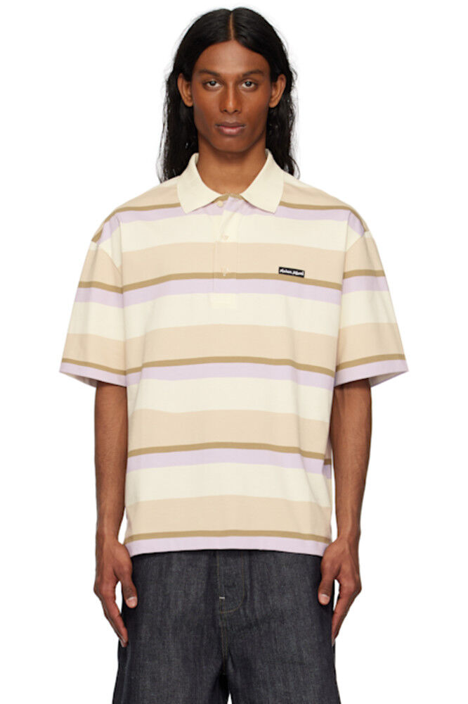 Поло большого размера из нержавеющей стали в бежево-белую полоску Maison Kitsuné
Поло большого размера из нержавеющей стали в бежево-белую полоску Maison Kitsuné