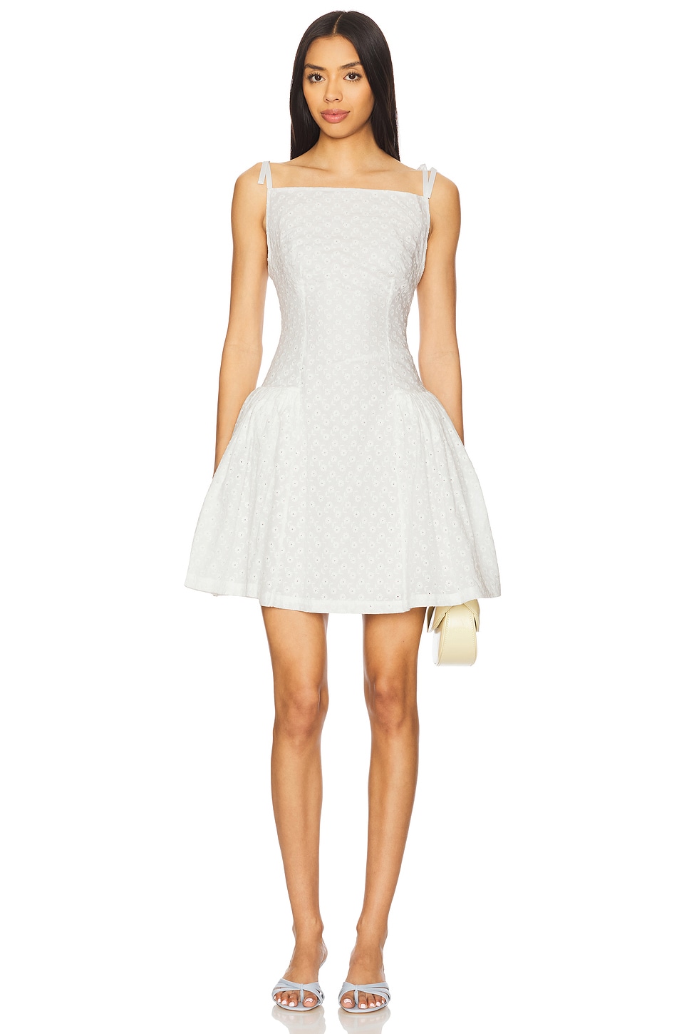 Платье из хлопка с вышивкой в виде цветов в обруче Yuhan Wang, white 
Платье из хлопка с вышивкой в виде цветов в обруче Yuhan Wang, white