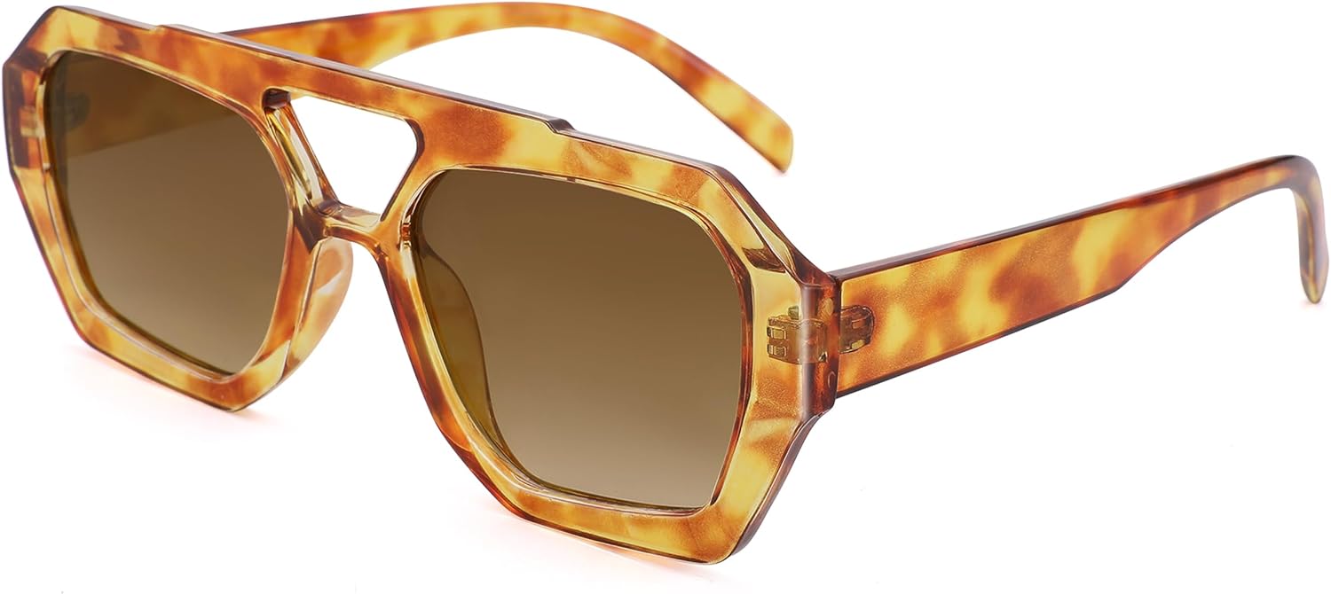 Солнцезащитные очки-авиаторы Bouryo Trendy Square для женщин и мужчин, шестиугольная квадратная оправа с толстой двойной перемычкой, подходят для широкого лица, A2 Yellow Tortoise / Gradient Tea
Солнцезащитные очки-авиаторы Bouryo Trendy Square для женщин и мужчин, шестиугольная квадратная оправа с толстой двойной перемычкой, подходят для широкого лица, A2 Yellow Tortoise / Gradient Tea