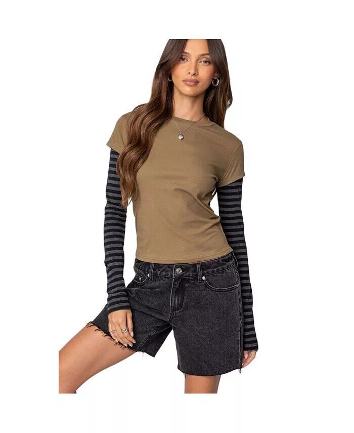 Женская многослойная футболка с длинными рукавами Eliana Edikted, зеленый
Женская многослойная футболка с длинными рукавами Eliana Edikted, зеленый