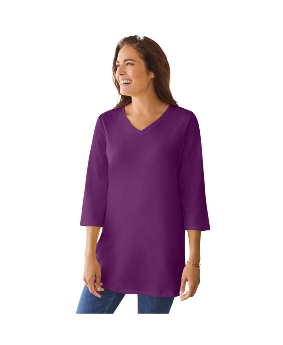Туника больших размеров с рукавами три четверти и V-образным вырезом Woman Within, Plum purple
Туника больших размеров с рукавами три четверти и V-образным вырезом Woman Within, Plum purple