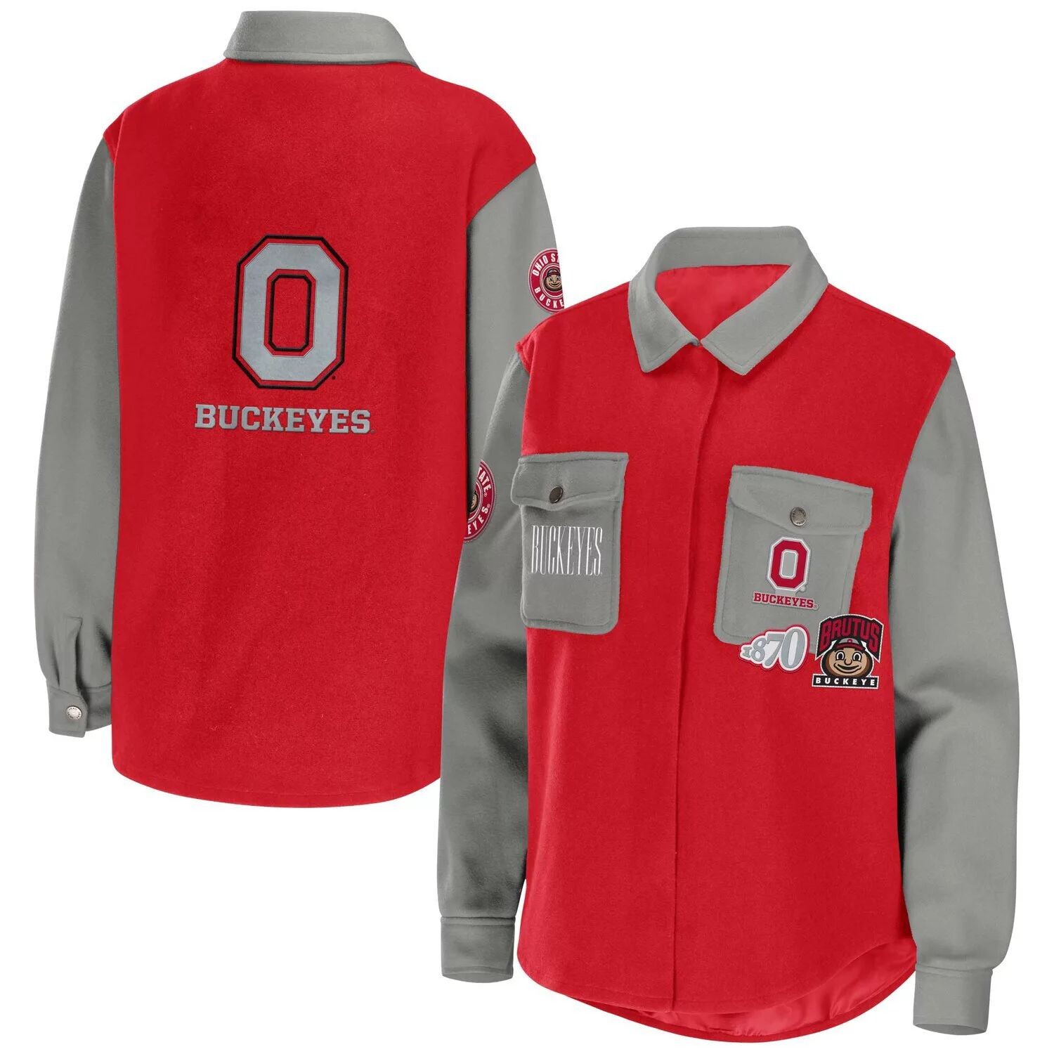 Женская одежда от Erin Andrews Scarlet, куртка-рубашка на пуговицах Ohio State Buckeyes
Женская одежда от Erin Andrews Scarlet, куртка-рубашка на пуговицах Ohio State Buckeyes
