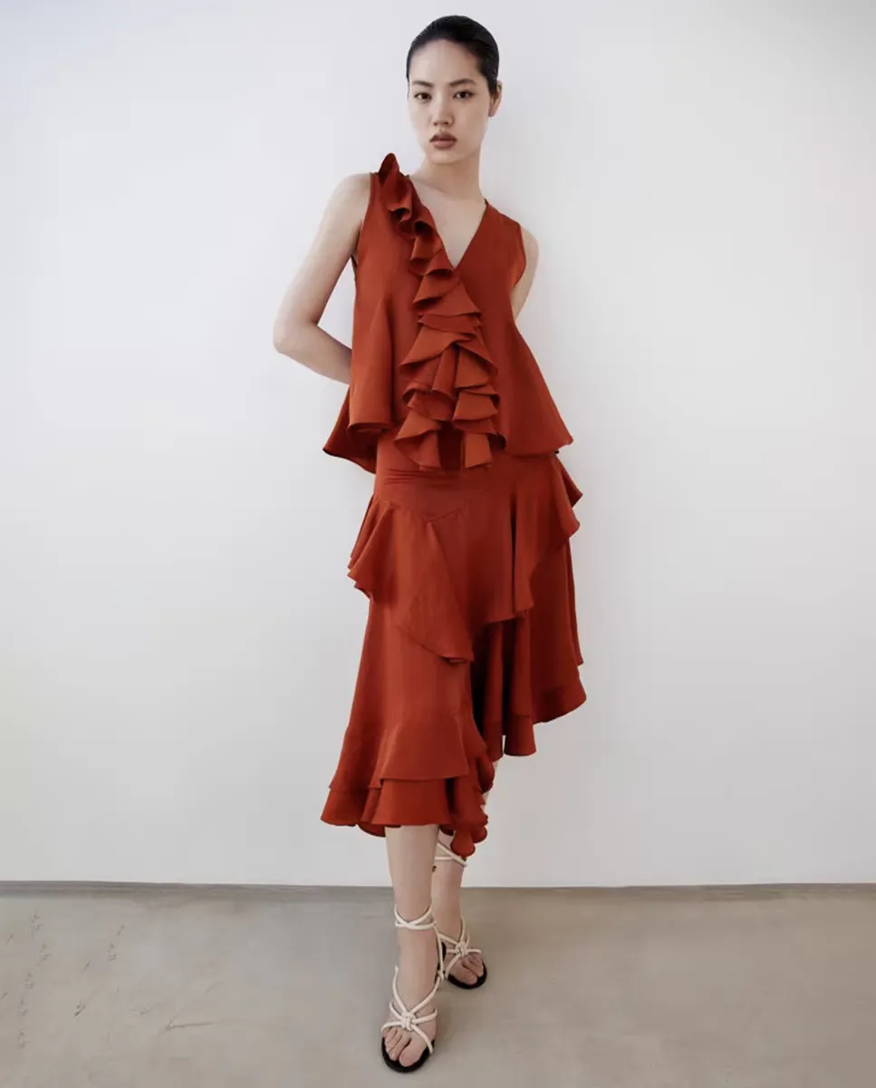 Юбка с оборками Sfera, оранжевый 
Юбка с оборками Sfera, оранжевый