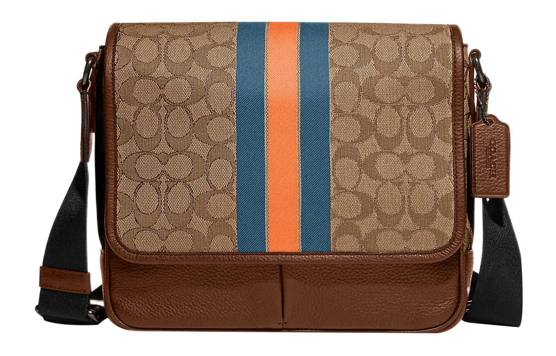Томпсон Ткань с Грубой Кожей Плечевая Сумка Через Плечо Средний Размер Мужская Коричневая и Оранжевая и Синяя COACH 
Томпсон Ткань с Грубой Кожей Плечевая Сумка Через Плечо Средний Размер Мужская Коричневая и Оранжевая и Синяя COACH