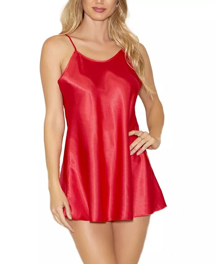 Ультрамягкая атласная сорочка для нижнего белья с регулируемыми бретелями iCollection, красный 
Ультрамягкая атласная сорочка для нижнего белья с регулируемыми бретелями iCollection, красный