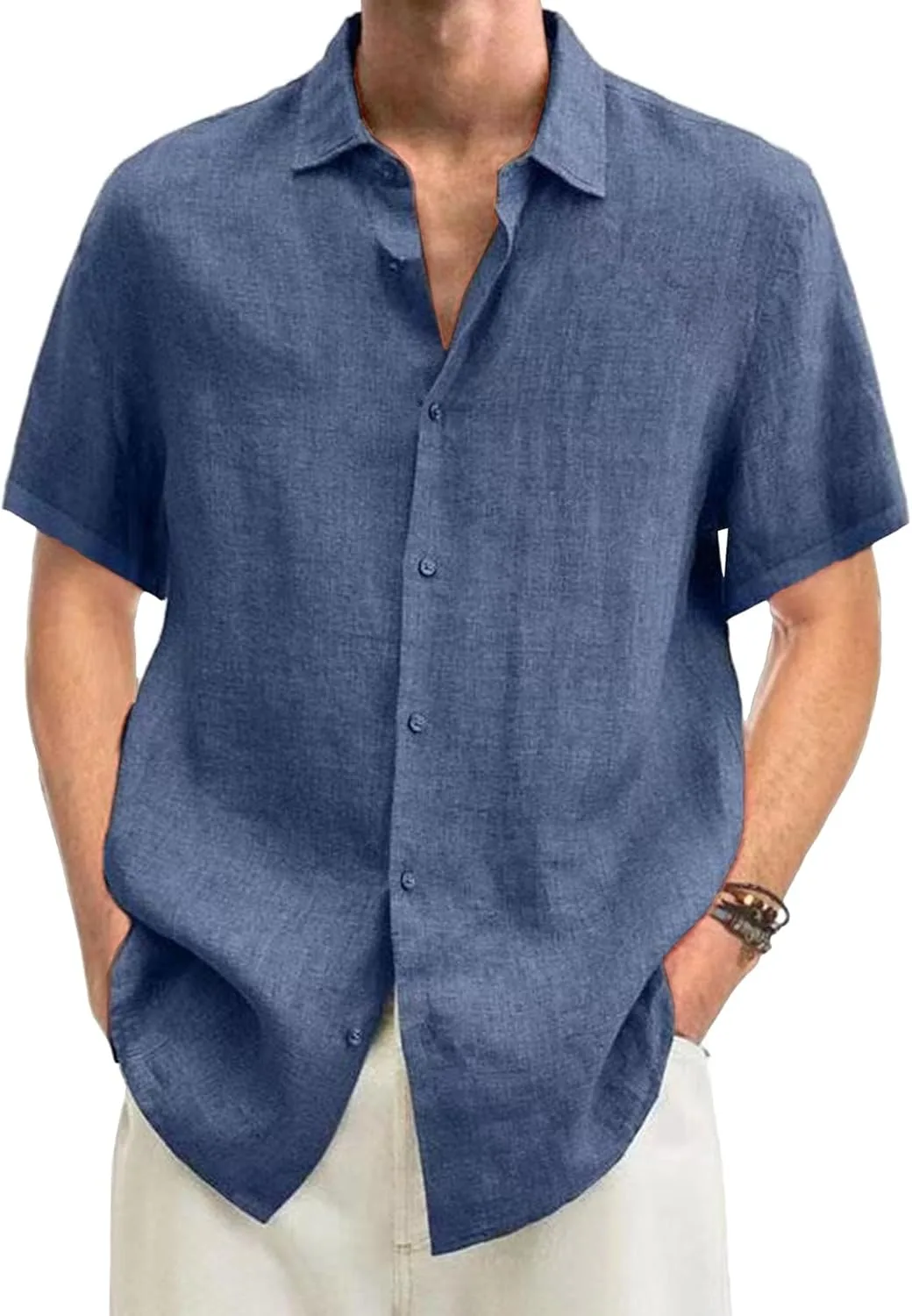 Мужская повседневная рубашка на пуговицах, хлопок-лен, короткий рукав Maiyifu-GJ
Мужская повседневная рубашка на пуговицах, хлопок-лен, короткий рукав Maiyifu-GJ