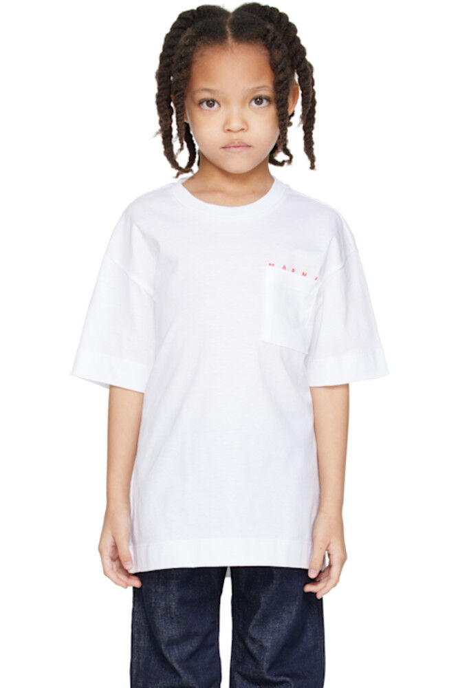 Детская белая футболка с принтом-логотипом Marni
Детская белая футболка с принтом-логотипом Marni