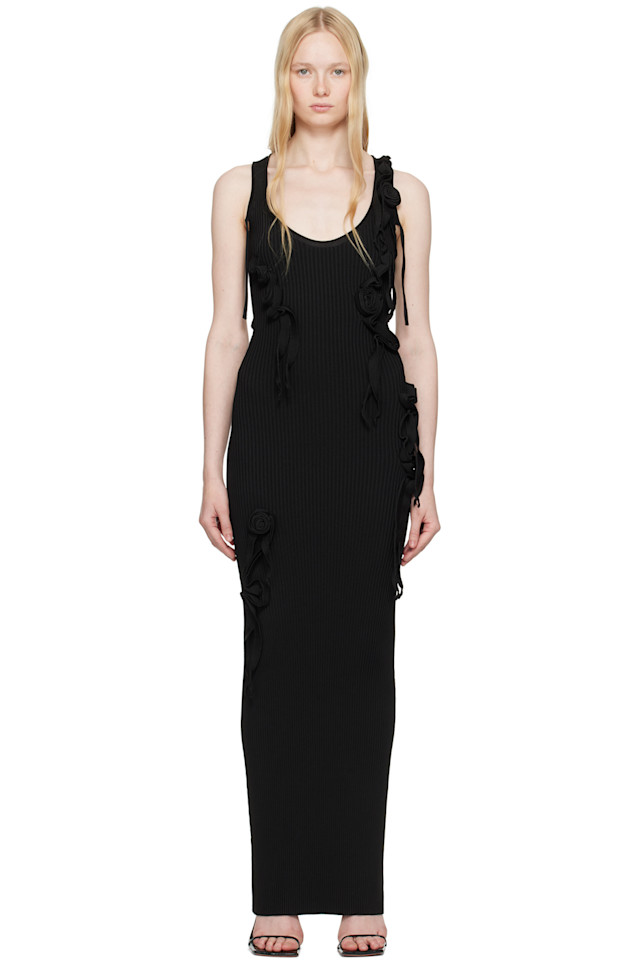 Вязаное платье-макси с длинным топом и лентой Coperni, черный