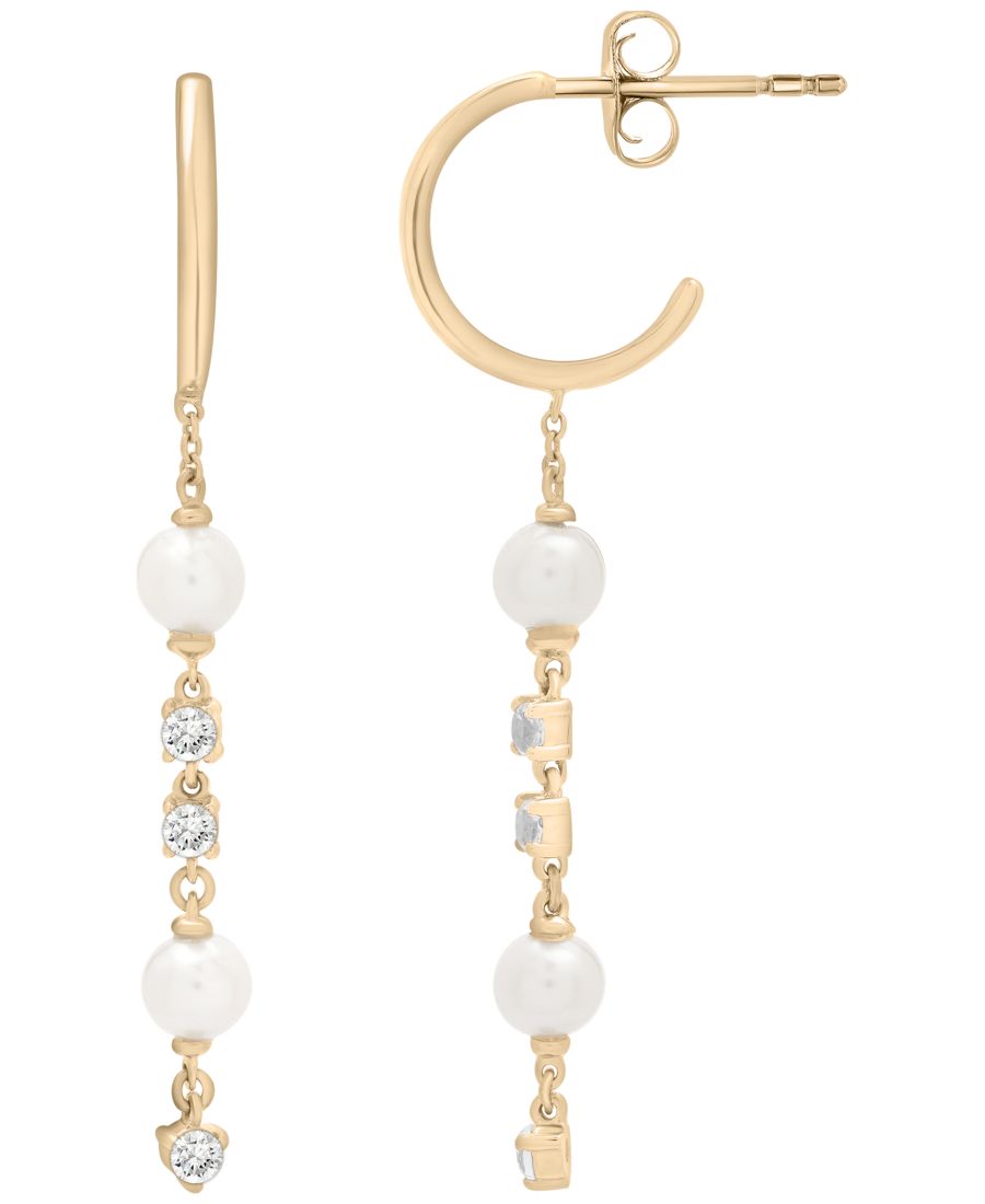 Серьги-подвески из культивированного пресноводного жемчуга (4 мм) и выращенного в лаборатории белого сапфира (1/3 карата) в оправе из 14-каратного желтого золота поверх стерлингового серебра Macy's, Yellow
Серьги-подвески из культивированного пресноводного жемчуга (4 мм) и выращенного в лаборатории белого сапфира (1/3 карата) в оправе из 14-каратного желтого золота поверх стерлингового серебра Macy's, Yellow