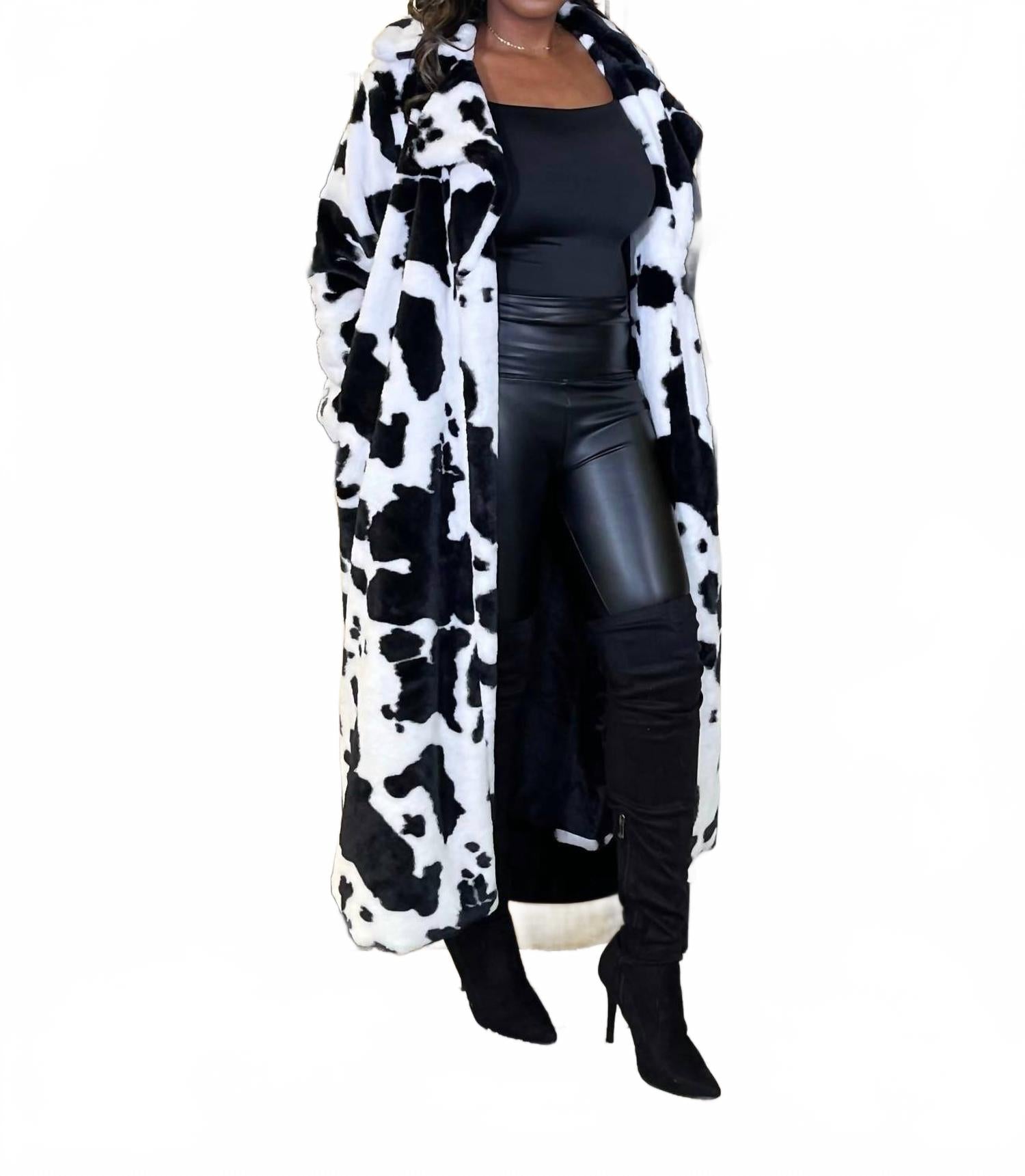 Капризная корова принт макси искусственный мех пальто в черно-белом Hers & Mine
Капризная корова принт макси искусственный мех пальто в черно-белом Hers & Mine