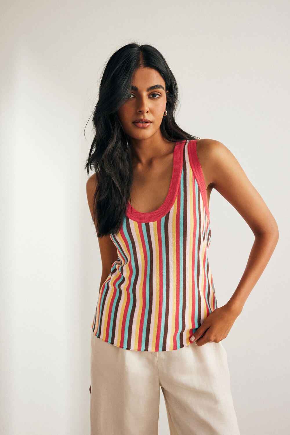 Жилет из льняной смеси Next, розовый 
Жилет из льняной смеси Next, розовый