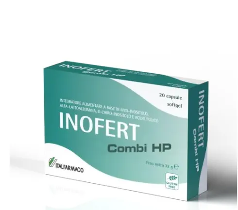 Inofert Combi Hp 20 мягких гелевых капсул, добавка при поликистозе яичников Italfarmaco
Inofert Combi Hp 20 мягких гелевых капсул, добавка при поликистозе яичников Italfarmaco