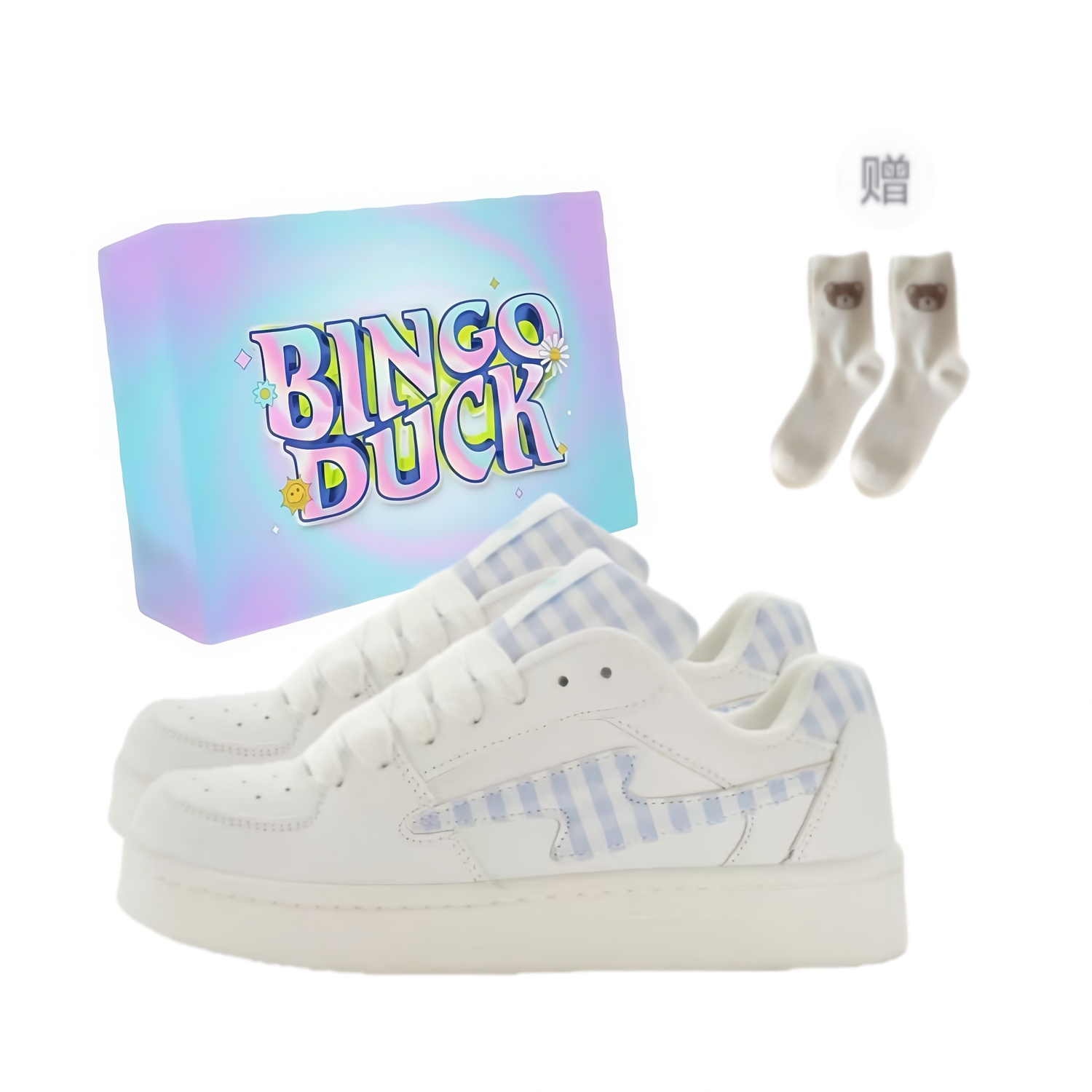 BINGO DUCK Дышащие низкие скейтерские кроссовки унисекс бело-голубые + эксклюзивная коробка для обуви + носки в подарок, цвет White Blue+Exclusive Shoe Box+Gift Socks 
BINGO DUCK Дышащие низкие скейтерские кроссовки унисекс бело-голубые + эксклюзивная коробка для обуви + носки в подарок, цвет White Blue+Exclusive Shoe Box+Gift Socks