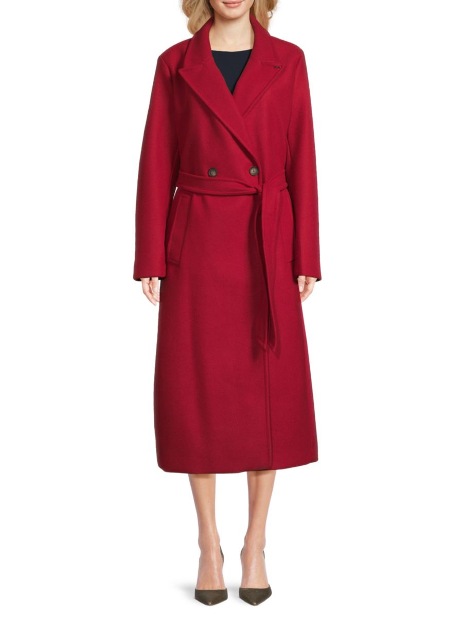 Пальто-халат с отворотами Missy Peak DKNY, красный 
Пальто-халат с отворотами Missy Peak DKNY, красный