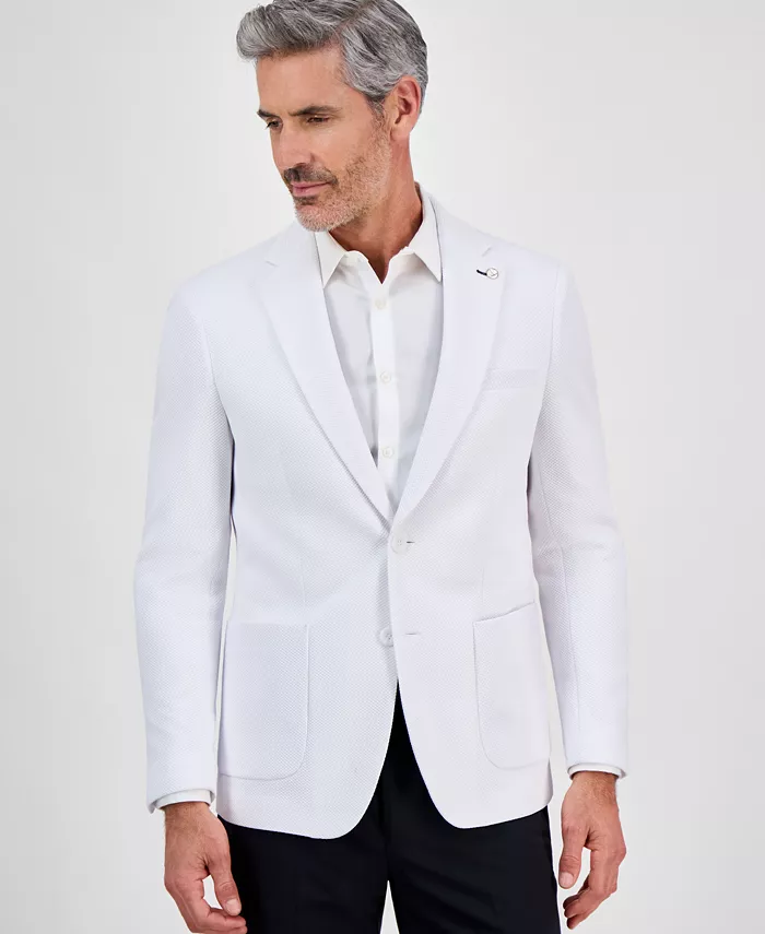 Мужской спортивный пиджак Slim-Fit Waffle Stretch Tom Baine, белый 
Мужской спортивный пиджак Slim-Fit Waffle Stretch Tom Baine, белый