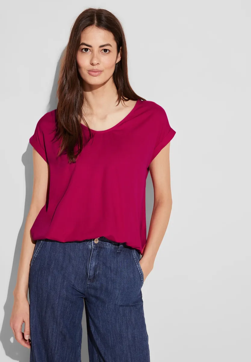STREET ONE блузка с короткими рукавами и эластичным поясом, красный 
STREET ONE блузка с короткими рукавами и эластичным поясом, красный