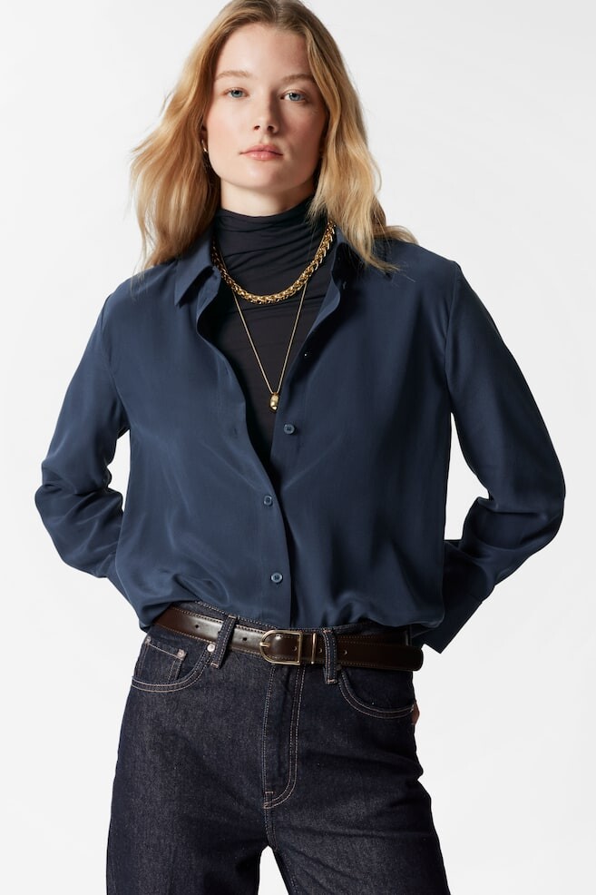 Шелковая блузка & Other Stories, синий
Шелковая блузка & Other Stories, синий