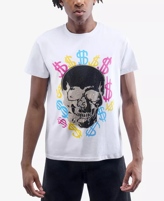 Мужская футболка с разноцветным черепом и стразами Money Skull HEADS OR TAILS, белый
Мужская футболка с разноцветным черепом и стразами Money Skull HEADS OR TAILS, белый